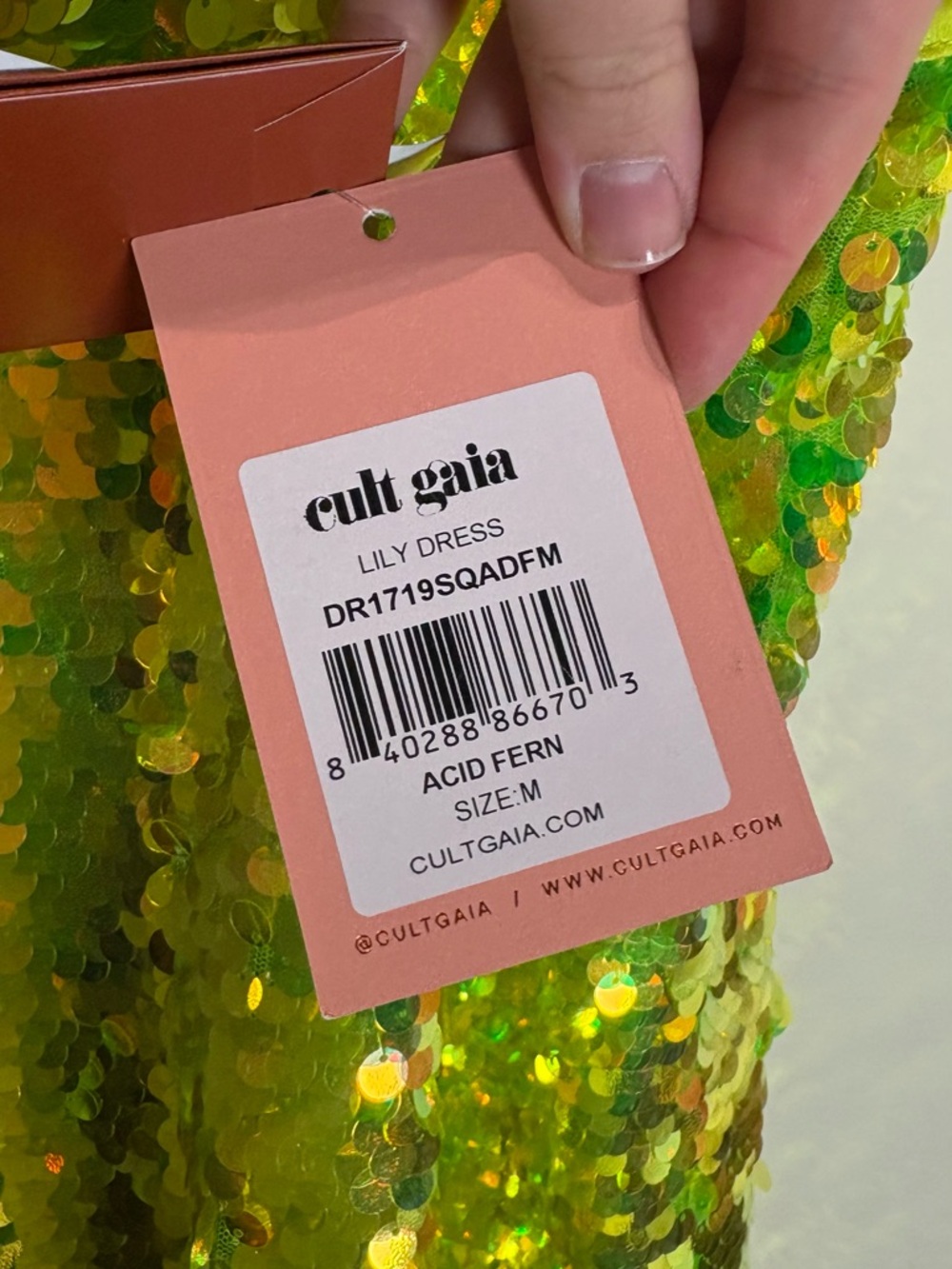 Cult Gaia NWT Lily Crisscross-Strap Sequin Maxi Dress in Acid Fern Green Medium - Picture 9 of 11